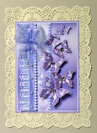 Lilac Butterflies Pearls and Lace Decoupage by Kristina Norbat