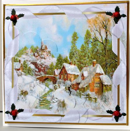 Christmas Village Ribbon Frame by Kristina Norbat