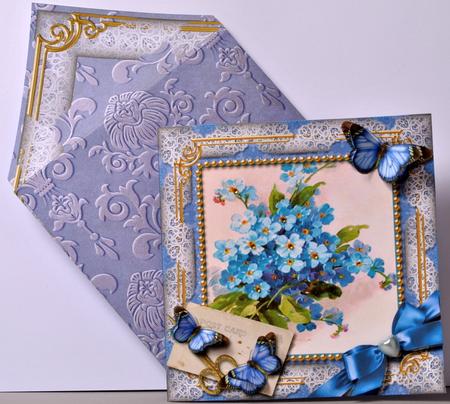 Forget Me Knots Butterfly 5in Square Folded Picture Card by Kristina Norbat