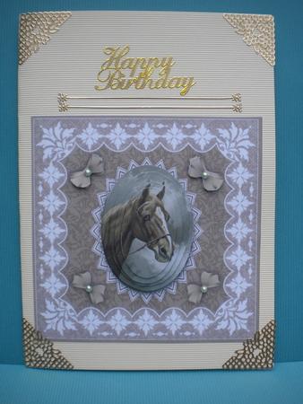 Horse Cameo 'n Lace Pyramid Square Card Front by Kristina Norbat