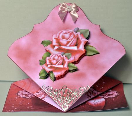 Pink Rose Shaped Spring Card by Kristina Norbat