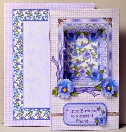 Pansies Box Card Kit (folds Flat) & Matching Envelope by Kristina Norbat