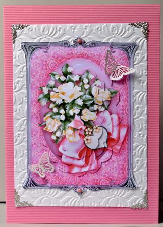 Cream Roses Bouquet in a Silver Frame Pyramage by Kristina Norbat