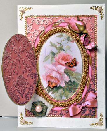 Pink Roses Butterfly A5 Locket Card Front by Kristina Norbat