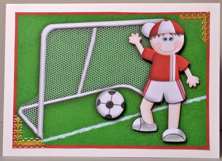 It's a Goal Red Footballer Topper Decoupage by Kristina Norbat