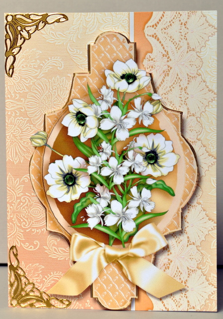 Cream Damask with Lace Matches with Cream Floral Envelope by Kristina Norbat