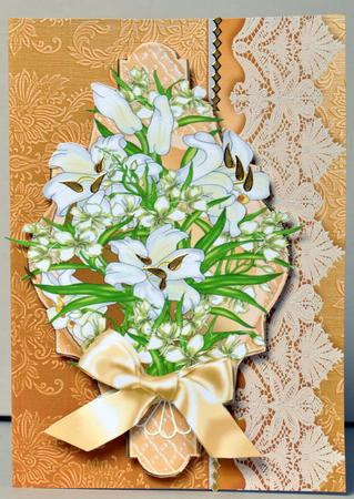 Gold Damask with Lace Matches with Cream Floral Envelope by Kristina Norbat