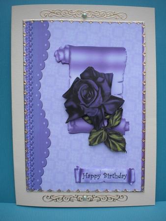 Deep Mauve Rose on a Scroll by Kristina Norbat