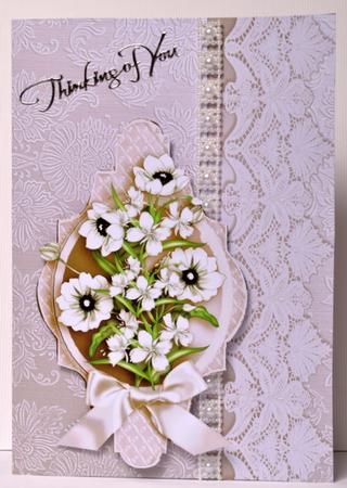 Stone Damask Backing Paper Matches with White Floral Toppers by Kristina Norbat