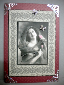 Lady in Brown, Cream and Pink Card Front by Kristina Norbat