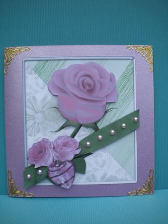 Framed Pink Rose with Heart by Kristina Norbat