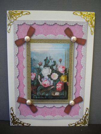 Colourful Roses A5 Lace N Bows Card Front Step by Step by Kristina Norbat