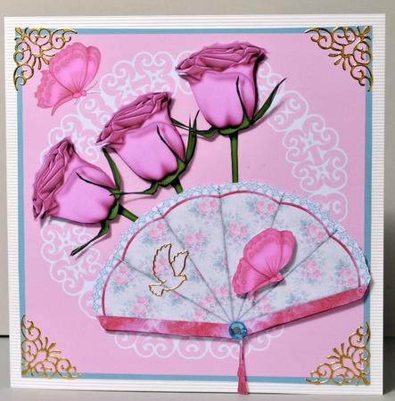 Butterfly, Roses, Fan and Lace by Kristina Norbat