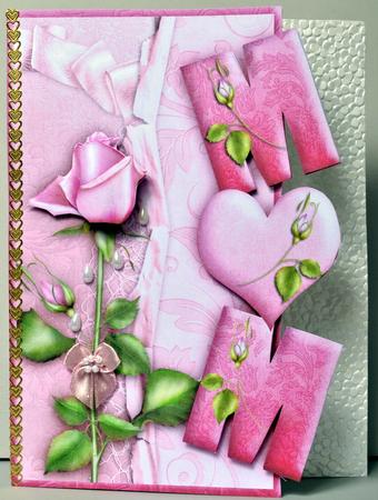 Over the Side Mum Rose with Decoupage by Kristina Norbat