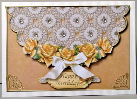 Yellow Roses and Lace Envelope Card with Decoupage by Kristina Norbat