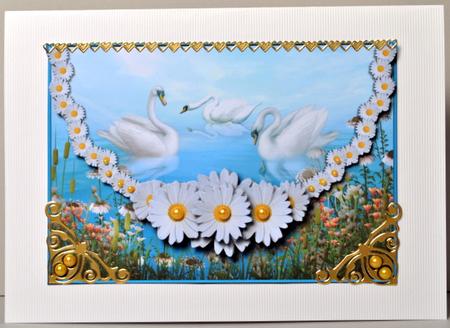 Swans and Daisies Envelope Card with Decoupage by Kristina Norbat