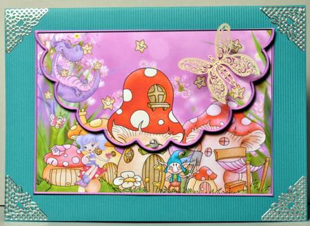 Fairy and Elf Village Envelope Card by Kristina Norbat