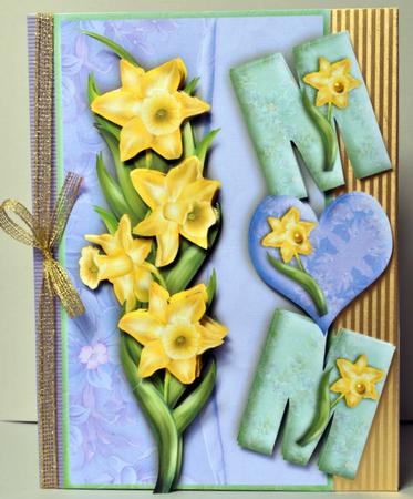 Over the Side Mum with Daffodils Decoupage by Kristina Norbat