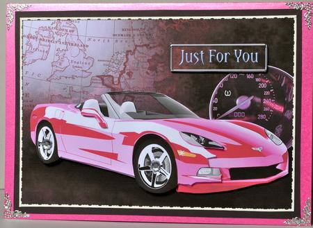 Pink Sports Car Decoupage, Birthday, Driving Test by Kristina Norbat