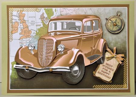 Classic Tan Car Decoupage, Birthday by Kristina Norbat