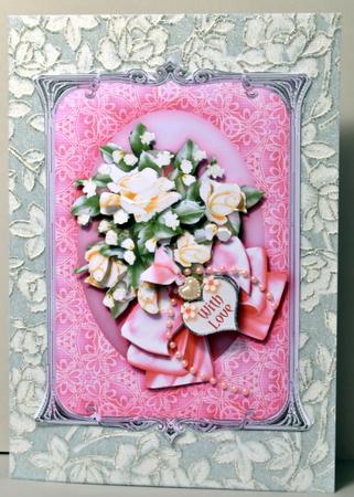 Cream Roses Bouquet in a Silver Frame Decoupage by Kristina Norbat