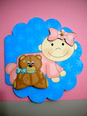 Scalloped Card with Baby Girl 2 by Kristina Norbat