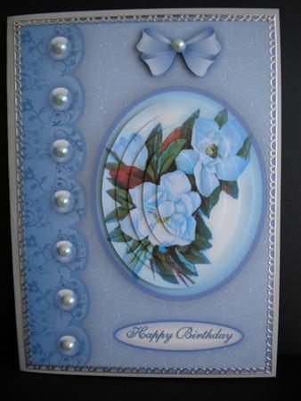 Camelia Cameo in Blue A5 Pyramid Card Front by Kristina Norbat
