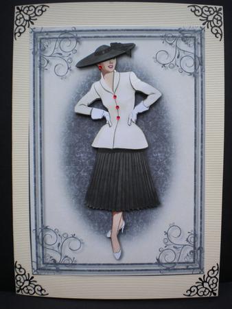 Lady in Black and Cream Card Front by Kristina Norbat