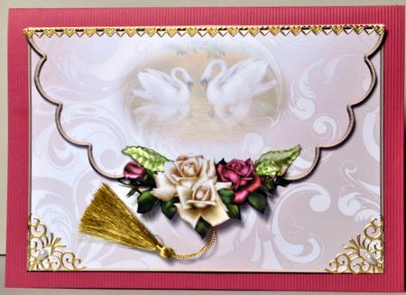 Antique Roses and Swans Envelope Card with Decoupage by Kristina Norbat