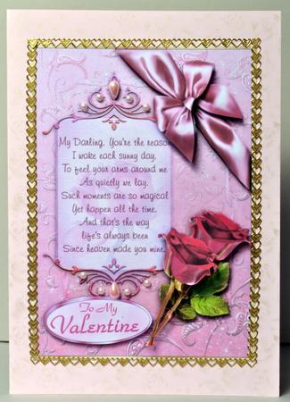 Valentine with Verse and Roses - Card Front with Decoupage by Kristina Norbat