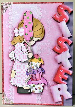 Over the Side Birthday Sister with Decoupage by Kristina Norbat