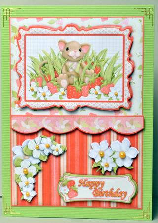 Strawberry Mouse Framed Mums Birthday Card Front by Kristina Norbat