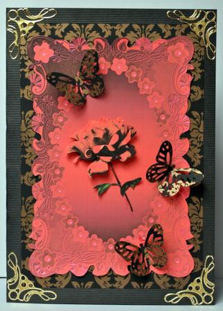 Red and Beige Pretty Floral Card Fronts by Kristina Norbat
