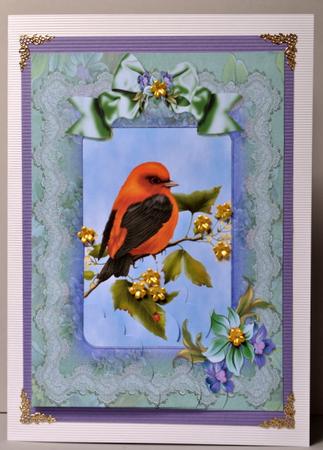 Bird & Ladybug in Lace Frame with Wavey Edge Corner Stacker by Kristina Norbat