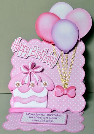 Pink Birthday Wishes - Scalloped Easel Card by Kristina Norbat