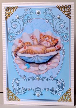 Aqua and Pale Aqua Floral Scroll Card Fronts by Kristina Norbat