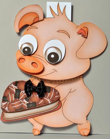 Valentine Pig Flip-up Card by Kristina Norbat