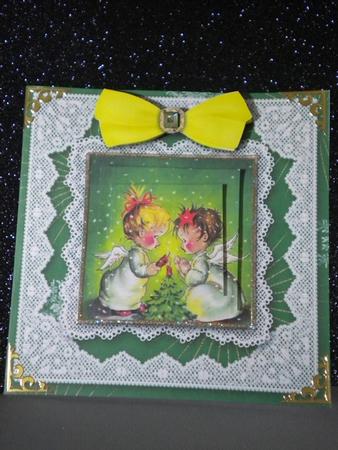 Christmas Little Angels Square Lace Card by Kristina Norbat