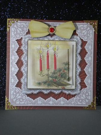 Christmas Candle Trio Square Lace Card by Kristina Norbat