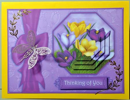 Spring Crocus - Octagon Pyramid Card by Kristina Norbat