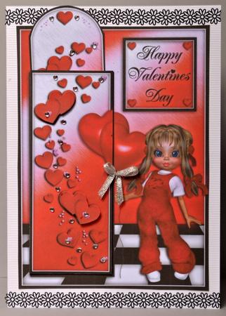 Little Valentine Hearts Girl - Bookmark Pocket Card by Kristina Norbat