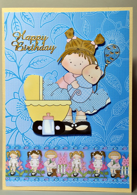 Blue Flower Girls Backing Paper by Kristina Norbat