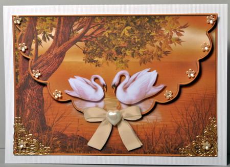 Sunset Swans Envelope Card with Decoupage by Kristina Norbat