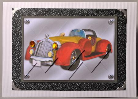 Vintage Red and Gold Auto - Diamond Stacker Card by Kristina Norbat
