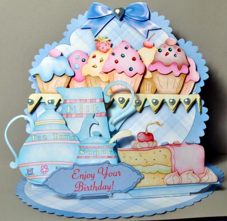 Giant Easel Tableau 3D Card Kit - Tea Time by Kristina Norbat