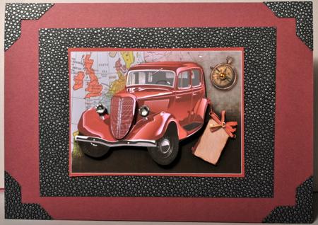 Classic Red Car A4 Card Front by Kristina Norbat