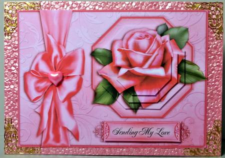 Perfectly Pink Rose - Octagon Pyramid Card by Kristina Norbat