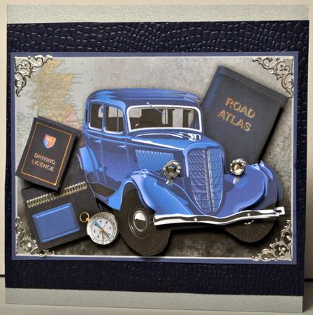 Classic Blue Car A4 Card Front by Kristina Norbat