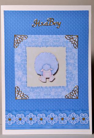 Blue Embossed with Embroidered Flower Border by Kristina Norbat
