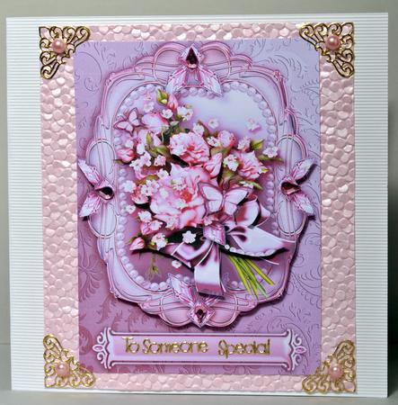 Vintage Pink Roses Bouquet in a Frame A4 Card Front by Kristina Norbat